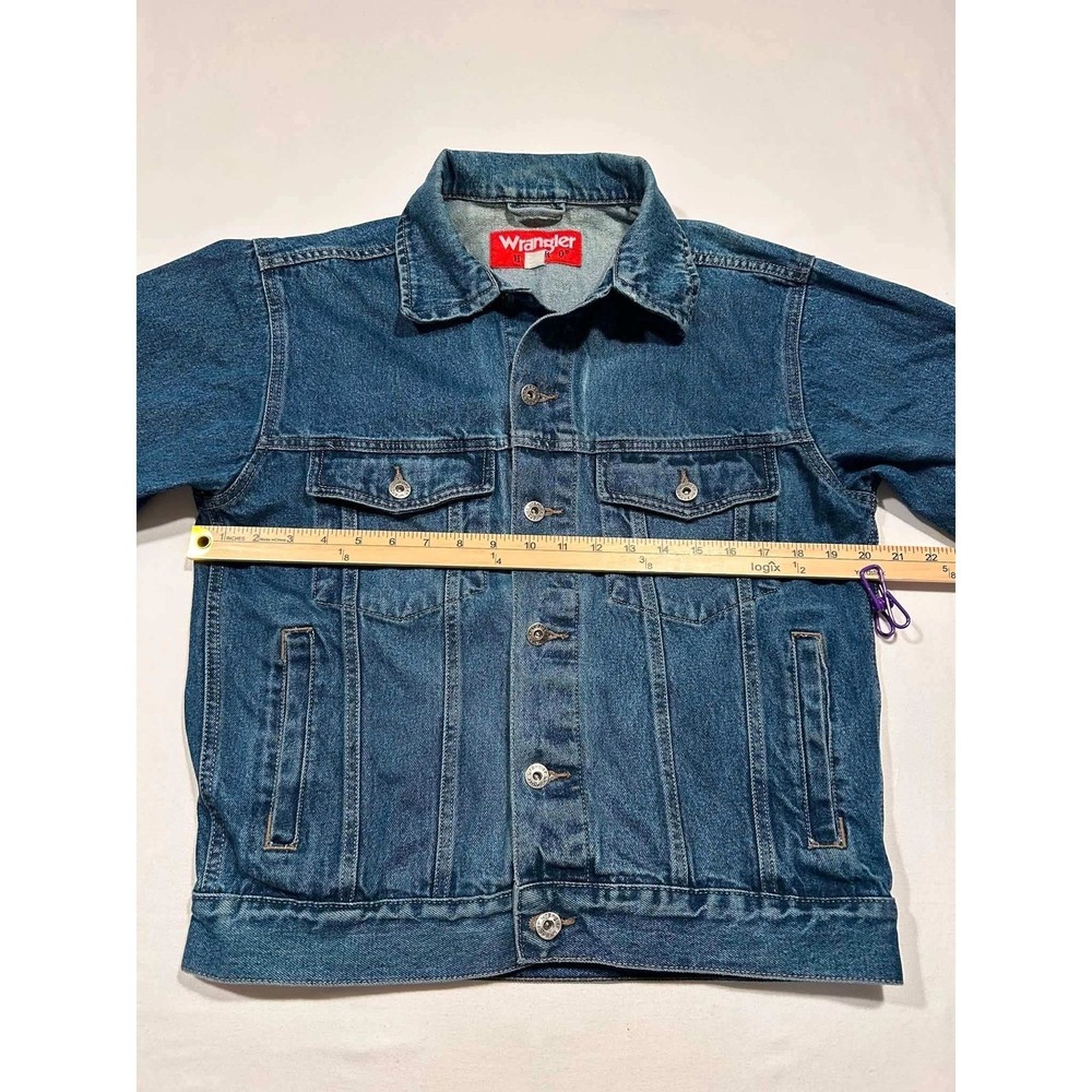 Wrangler Hero Mens Denim Trucker Jacket Medium Wash Blue Cotton Size Small - Picture 3 of 9